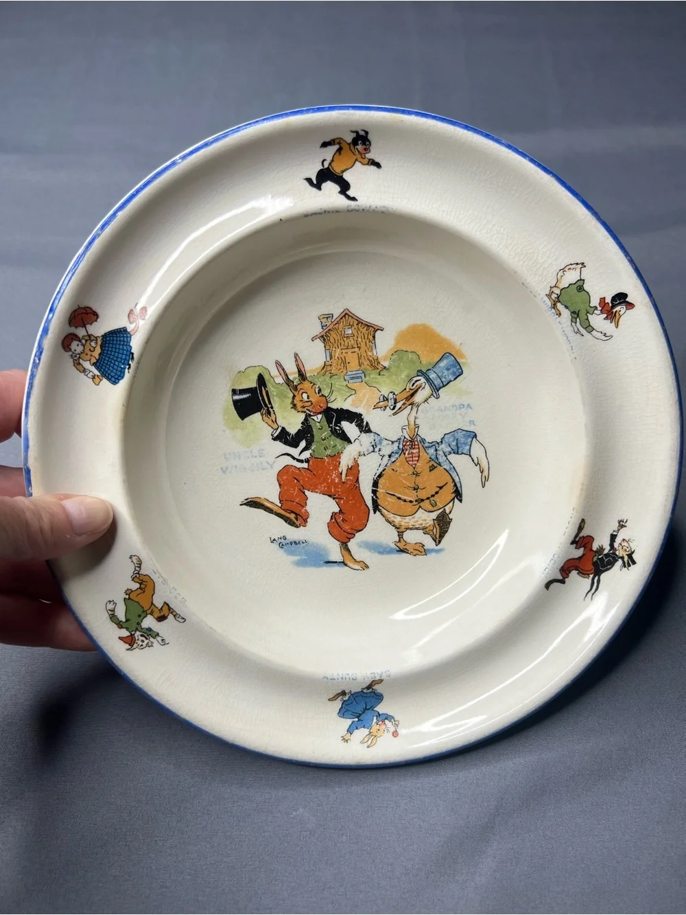 Vintage 1924 Uncle Wiggily Sebring Pottery Children’s Bowl Fred A Wish 8.25”